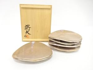 萩焼　古賀将夫造　貝形　皿　5客揃